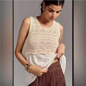 Anthropologie Layered Knit Sweater Tank Top